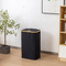 Large Bamboo Circle Fabric Laundry Basket with Lid and Removable Laundry Bags