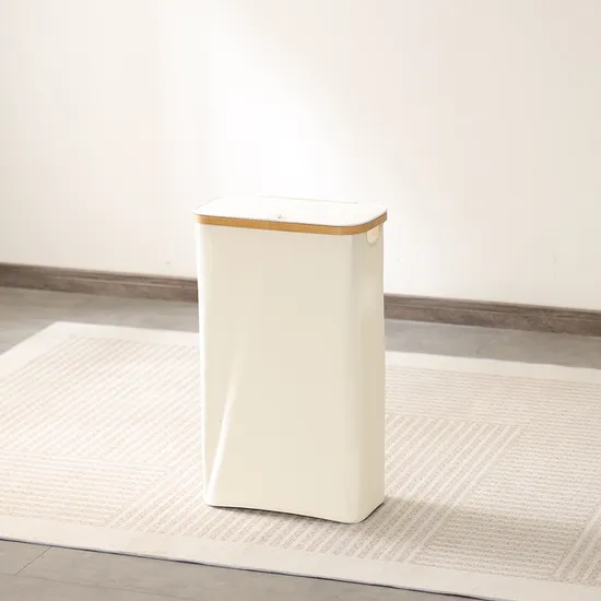 Foldable Household Bamboo Frame Oxford Cloth Large - Capacity Waterproof Dirty Clothes Hamper