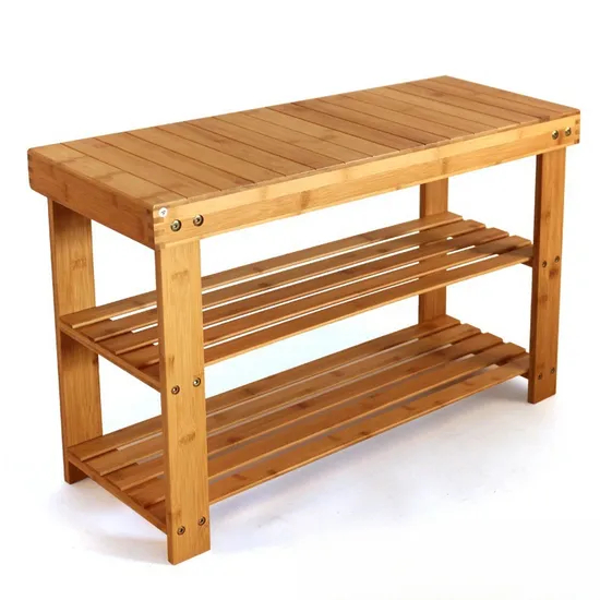 Sturdy 3 Tier Bamboo Shoe Rack Wooden Bench for Entryway, Bedroom, Living Room, Balcony