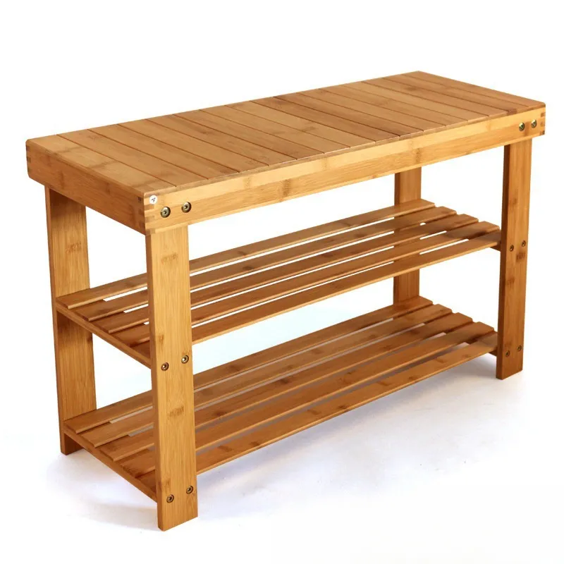 Sturdy 3 Tier Bamboo Shoe Rack Wooden Bench for Entryway, Bedroom, Living Room, Balcony