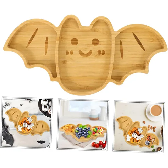 Bulkbuy Bat - Shaped Bamboo Serving Platter Snack Tray Appetizer Plate