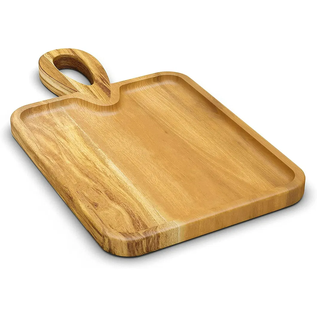 Rectangular Acacia Wood Charcuterie Board Cutting Board with Handle