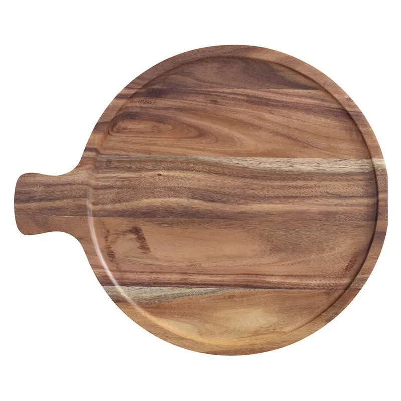 Round Acacia Wood Serving Plate Charcuterie Board Beaf Board