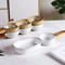 Wooden Handle Ceramic Snack Bowl Divider Ceramic Serving Dish Salad Container Plate