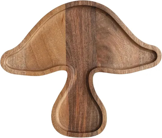 Creative 13X11 Inch Mushroom Shaped Acacia Wood Serving Tray / Plates for Coffee