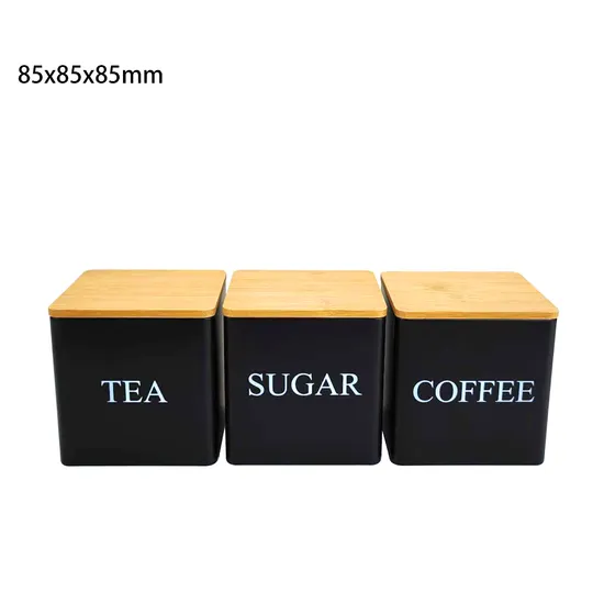 Kitchen Canister Set with Bamboo Lids for Coffee Tea Sugar