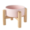 Neck-Protecting Ceramic Dog and Cat Food Bowl with Bamboo Rack