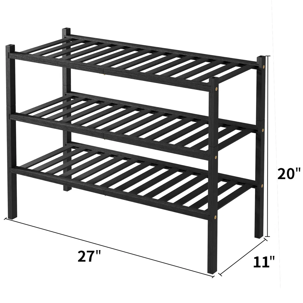 3 Tier Free Standing Bamboo Shoe Rack