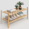 2 Tier Stackable Bamboo Wood Shoe Shelf Storage Organizer for Entryway
