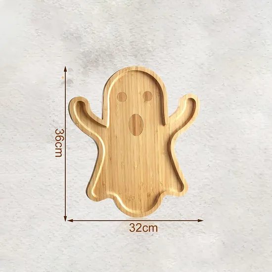 Halloween Ghost Shaped 2 PCS Bamboo Charcuterie Board Set Serving Plate for Food