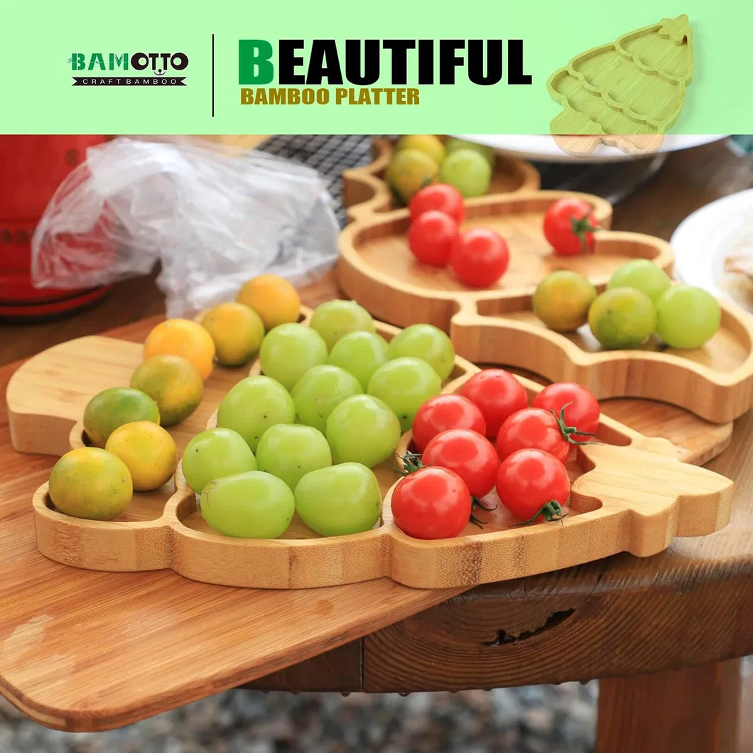 Bulkbuy 4 Leaf Shape Small Tray Bamboo Sushi Platter Serving Plate for Restaurant