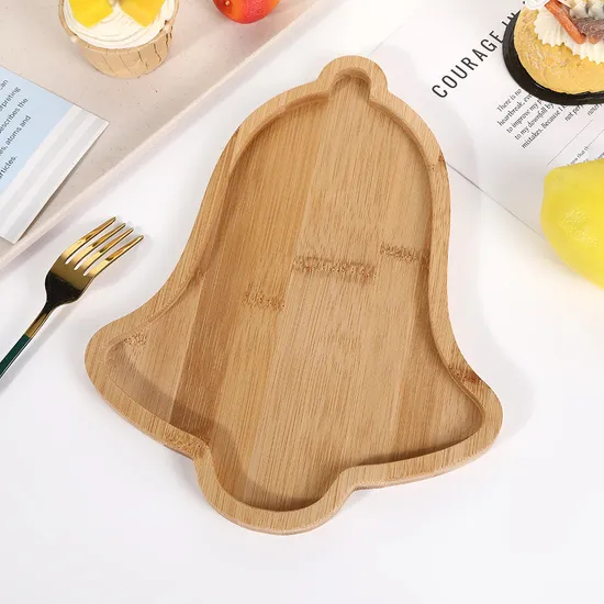 Christmas Bell - Shaped Bamboo Serving Platter Display Plates for Nuts / Snacks
