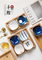 Chic Ceramic Dessert & Snack Plate Set with Wood Tray for Serving