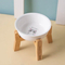 Nordic - Style Pet Ceramic Snack Food Bowl with Wooden High - Foot for Dog and Cat