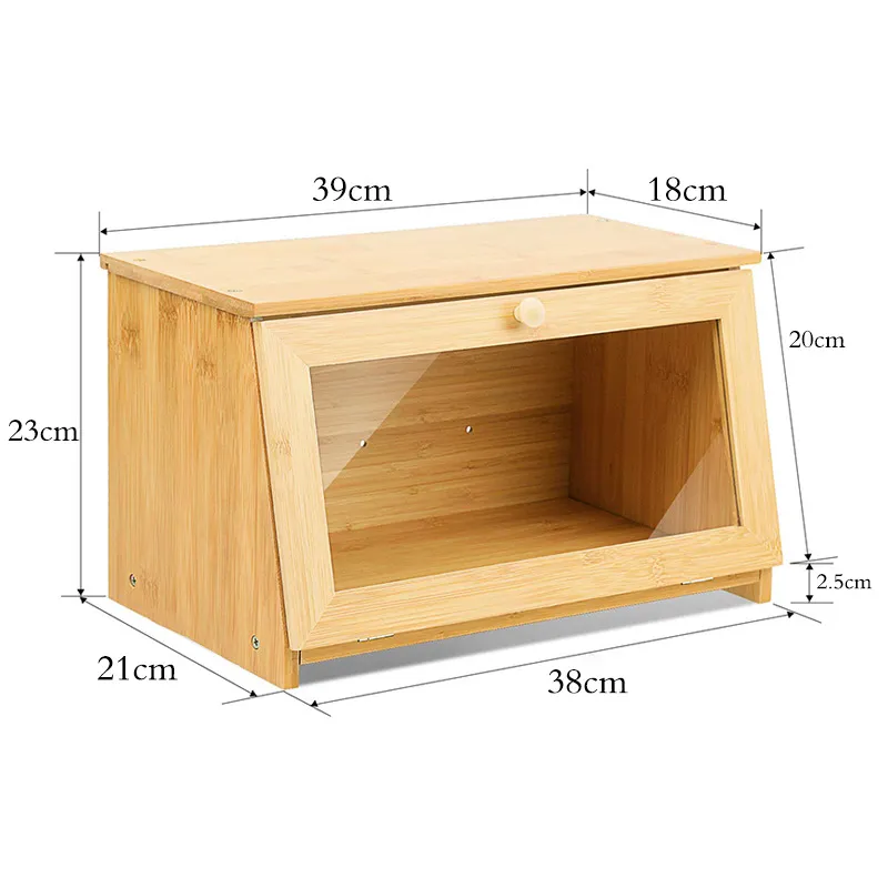 Visuable Bamboo Bread Storage Container for Kitchen