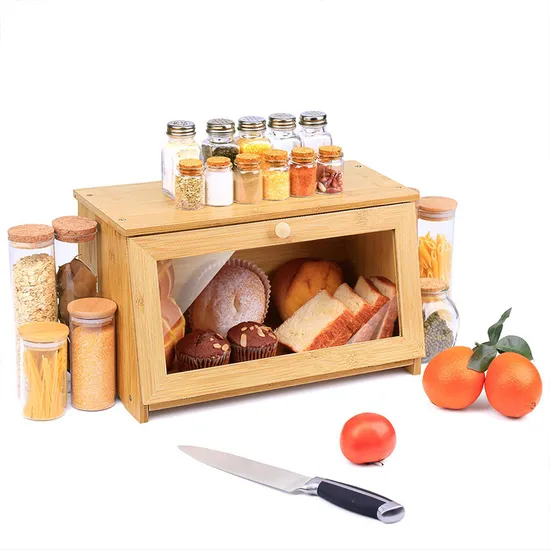 Visuable Bamboo Bread Storage Container for Kitchen