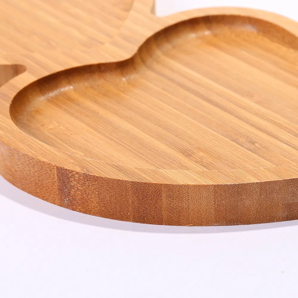 Attractive 3 Divided Heart - Shaped Wooden Tray Bamboo Plate for Serving Food