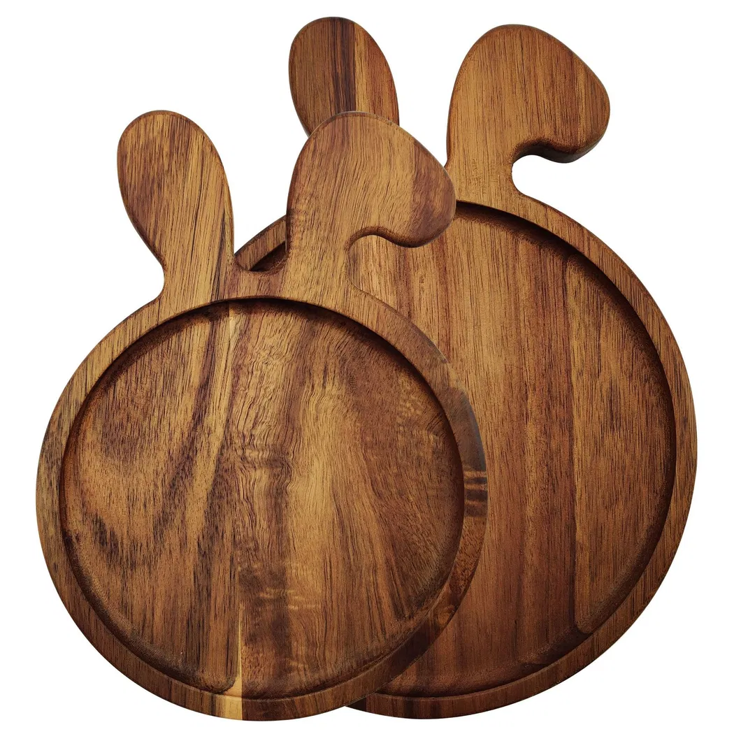 Animal Shaped Acacia Wood Serving Tray /Plate Set of 2