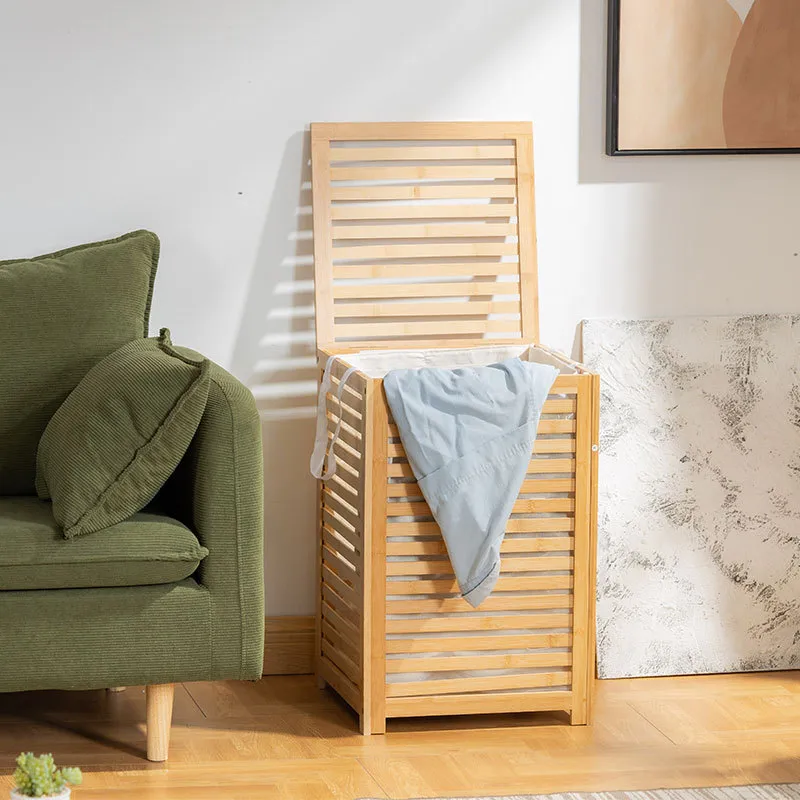 Household Bamboo Fabric Laundry Storage Basket Storage Rack for Dirty Clothes