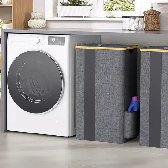 Large - Capacity Foldable Oxford Cloth Bamboo Art Laundry Basket for Bathroom