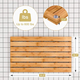 Thickened Sturdy Nonslip Bamboo Bath Mat for Luxury Shower