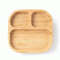 Square Bamboo Portion Plate Wooden Baby Plates with Suction