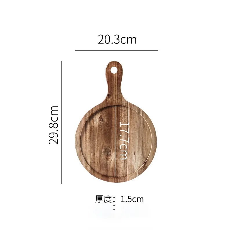 Functional Custom Round Acacia Wood Charcuterie and Cheese Serving Tray with Handle Bulkbuy