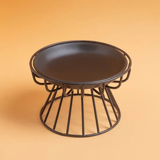 Metal High-Foot Neck-Protecting Ceramic Pet Water Bowl for Cats and Dogs