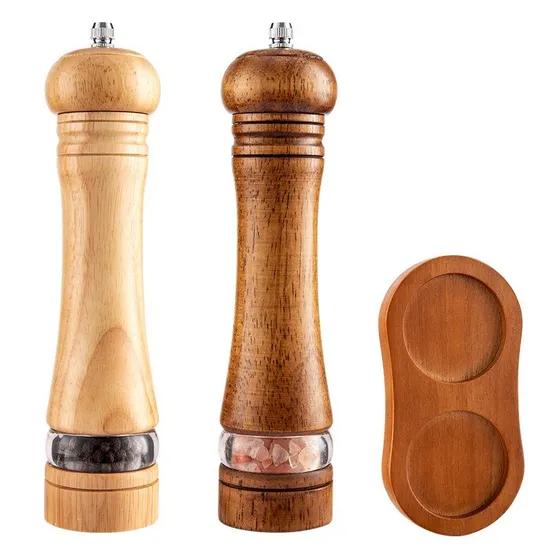 Versatile Wood Manual Grinder for Kitchen - Perfect for Black Pepper, Sea Salt and Pepper Powder