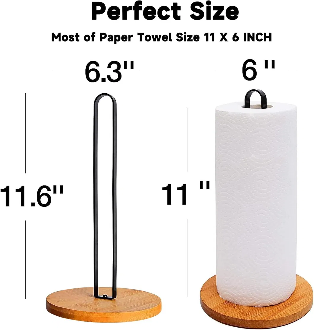 Freestanding Bamboo Wooden Paper Towel Holder Kitchen-Towel-Holder Countertop