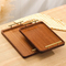 Deep Carbonized Rectangle Bamboo Serving Tray Set of 3 with Metal Handles