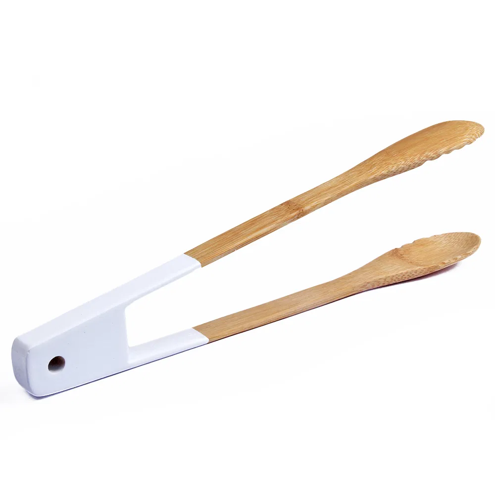 Long Bamboo Kitchen Tongs with Color Painting