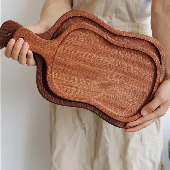 Wholesale Paddle Shape Ebony Wood Serving Tray with Handle