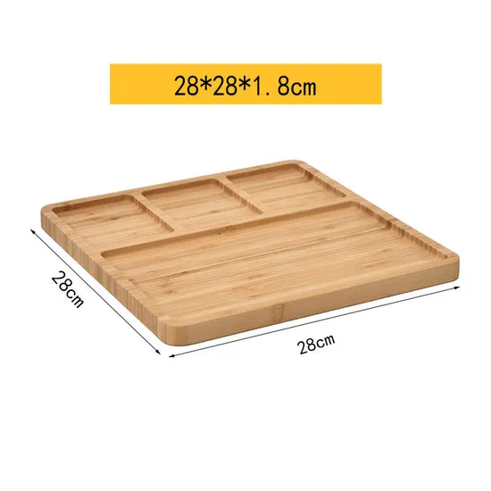 28 - Cm Durable Square Bamboo Dinner Plate for Presenting Snacks, Sushi, Salads