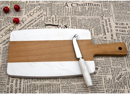 Wood Marble Cutting Board Serving Board for Steak, Fruits, Bread, Cheese