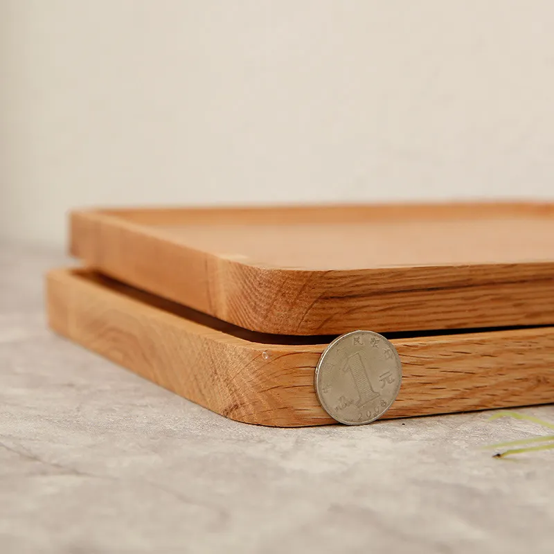Beech Wood Serving Tray Dinner Snack Plates in Rectangular Shape