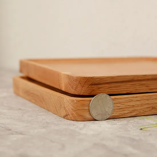 Beech Wood Serving Tray Dinner Snack Plates in Rectangular Shape