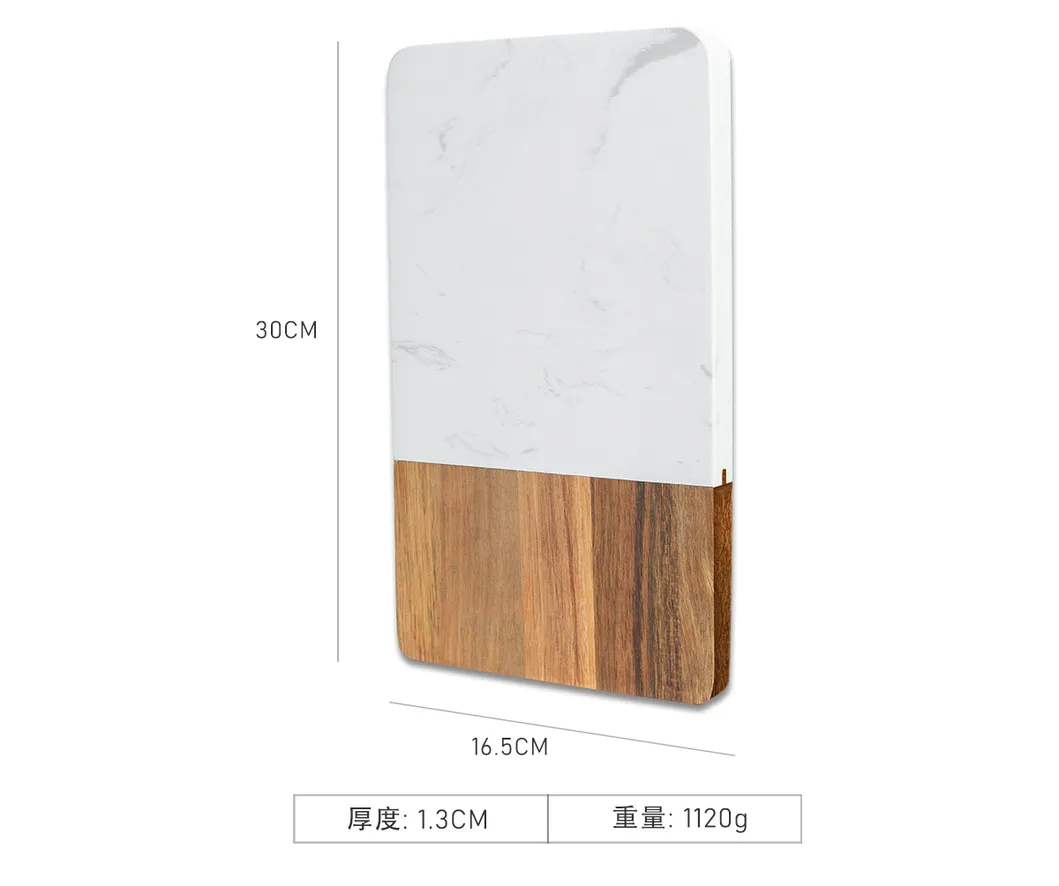Rectangle Marble and Wood Serving Board for Steak Fruit