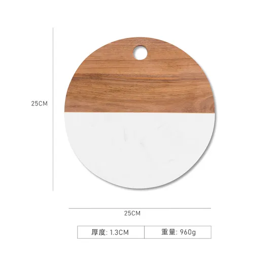 Hot Selling Round Cutting Board with White Marble and Wood
