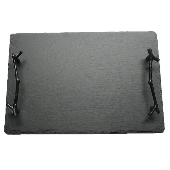 Rectangle Slate Cheese Serving Board and Tray with Handle
