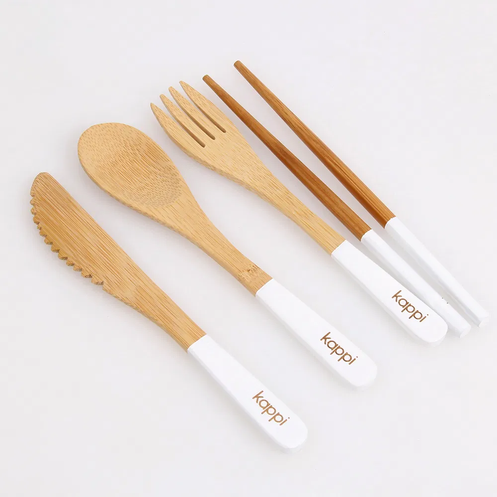 Red Color Bamboo Flatware Cutlery Set to Go