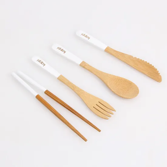 Red Color Bamboo Flatware Cutlery Set to Go