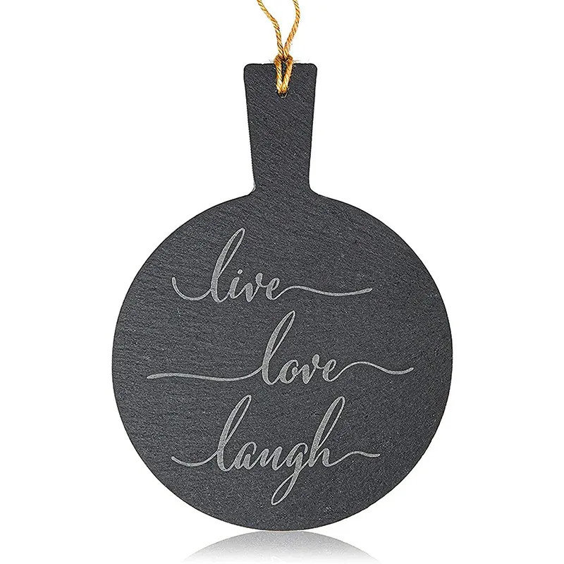 Round Slate Cheese Serving Board with Handle