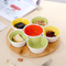10 Inch Rotatable Bamboo Divided Serving Tray with 5 Removable Ceramic Bowls
