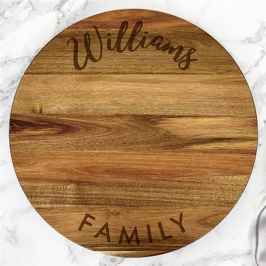 Personalized Engraved Acacia Wood Lazy Susan for Kitchen