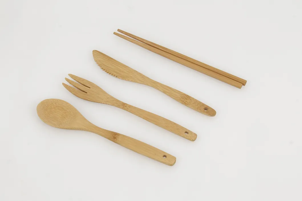 Hot Selling Custom Engraved Bamboo Cutlery Set for Outdoor
