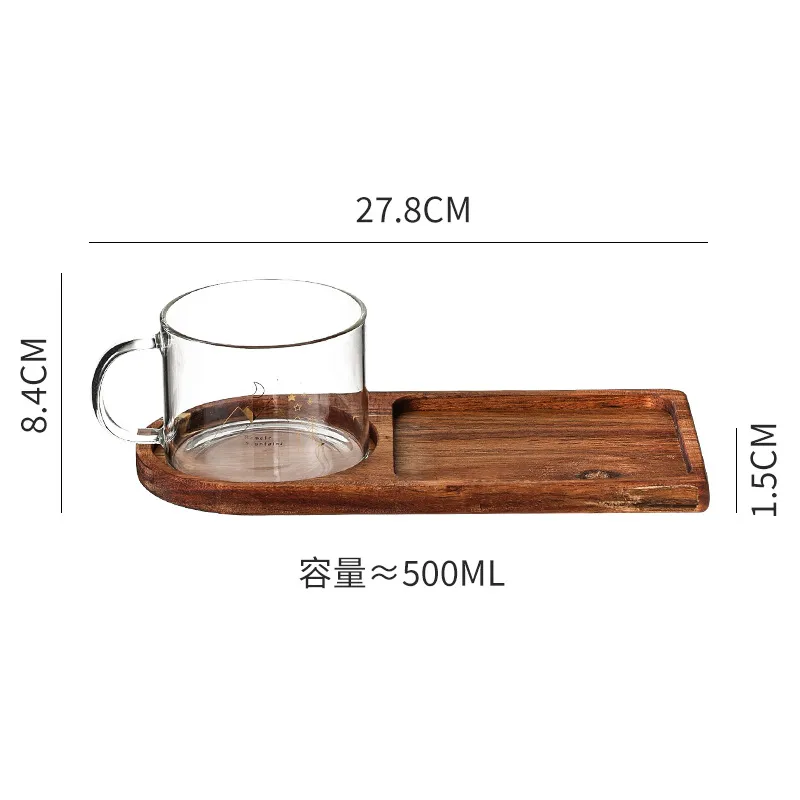 Heat Resistant Wood Serving Tray with Pudding Glass Bowl Ice Cream Bowl Yogurt Cup