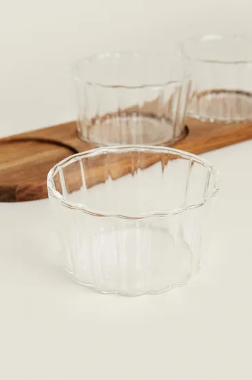 Paddle Shape Acacia Wood DIP Tray with 3 PCS Glass Serving Bowls Set for Sale