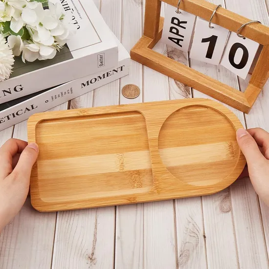 Bamboo Wood Breakfast Serving Tray with Ceramic Coffee Mug