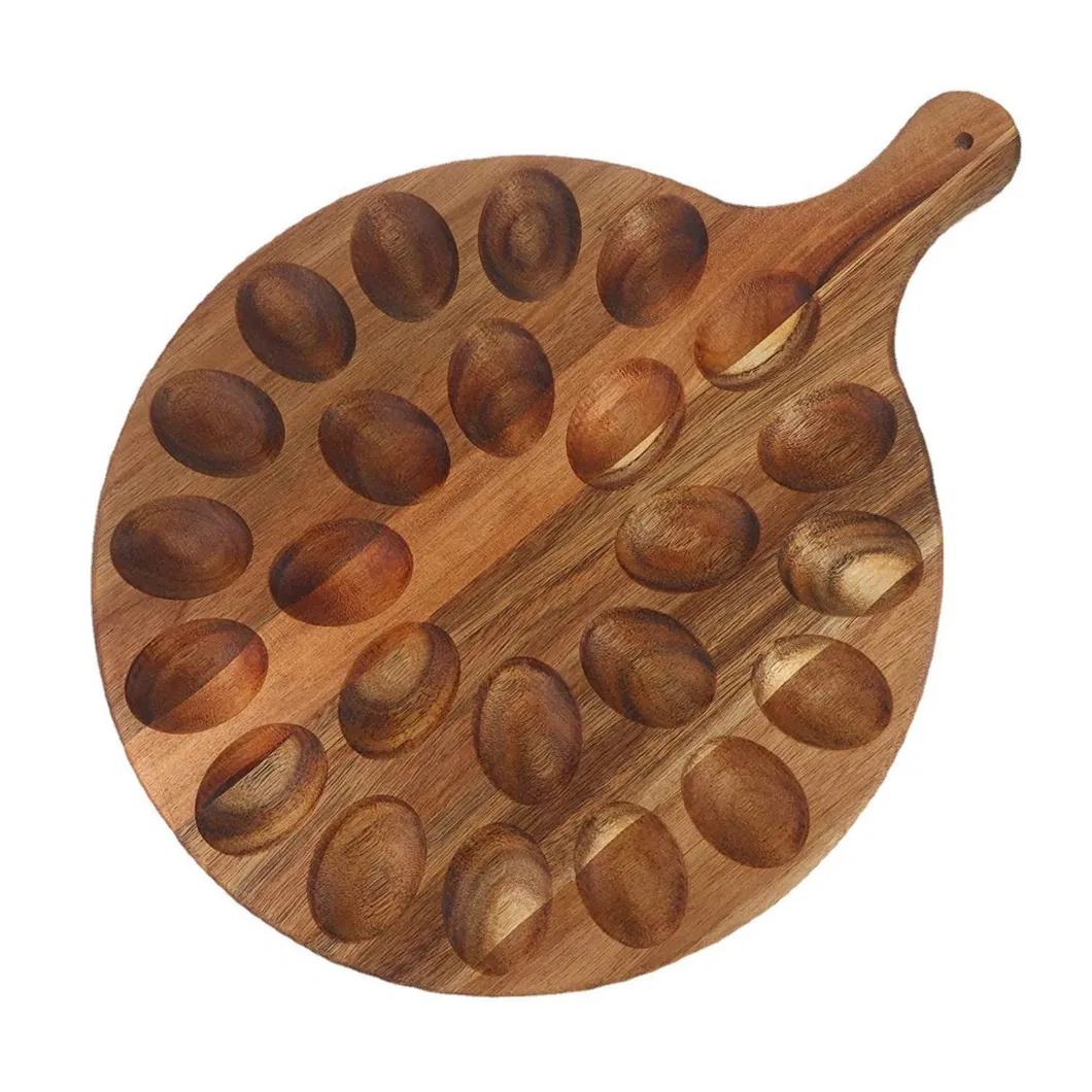 Paddle Shape Large Wooden Egg Tray Egg Crate Holder Egg Organizer Egg Holder with Handle